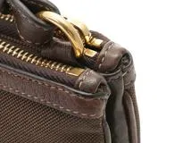 PRADA プラダ ロゴ ワンショルダー ダークブラウン キャンバス/レザー 1BH046【430】2148103793561