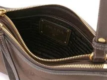 PRADA プラダ ロゴ ワンショルダー ダークブラウン キャンバス/レザー 1BH046【430】2148103793561