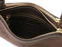 PRADA プラダ ロゴ ワンショルダー ダークブラウン キャンバス/レザー 1BH046【430】2148103793561