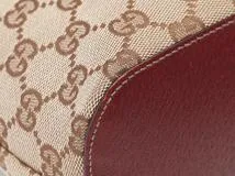 GGワンショルダー　ベージュ/レッド　115002　キャンバス／レザー【430】2148103793882