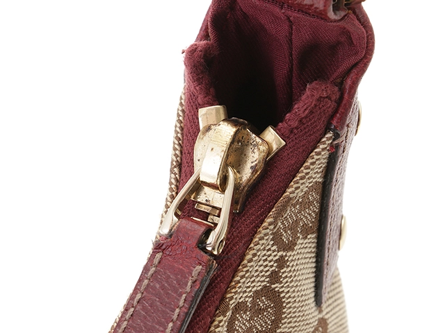 GGワンショルダー ベージュ/レッド 115002 キャンバス/レザー【430】2148103793882