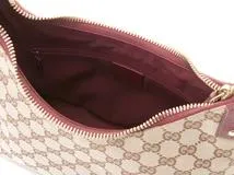 GGワンショルダー　ベージュ/レッド　115002　キャンバス／レザー【430】2148103793882