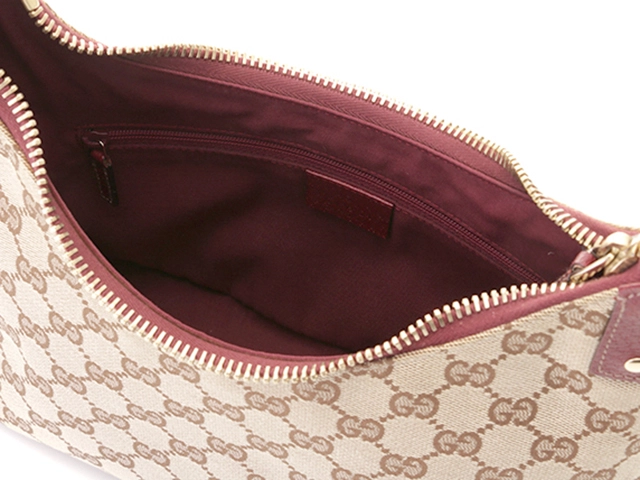 GGワンショルダー ベージュ/レッド 115002 キャンバス/レザー【430】2148103793882