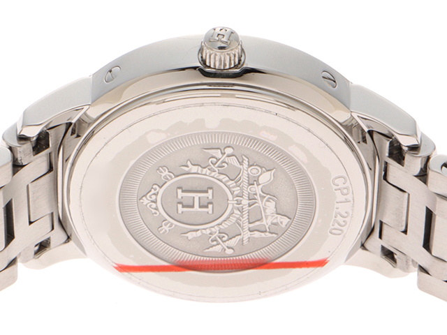 HERMES エルメス 腕時計 クリッパー CP1.220 ホワイトシェル文字