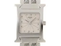HERMES エルメス Hウォッチ HH1.210 SS ステンレススチール シルバー文字盤 クォーツ 【460】2148103794308