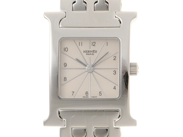 HERMES エルメス Hウォッチ HH1.210 SS ステンレススチール シルバー文字盤 クォーツ 【460】2148103794308