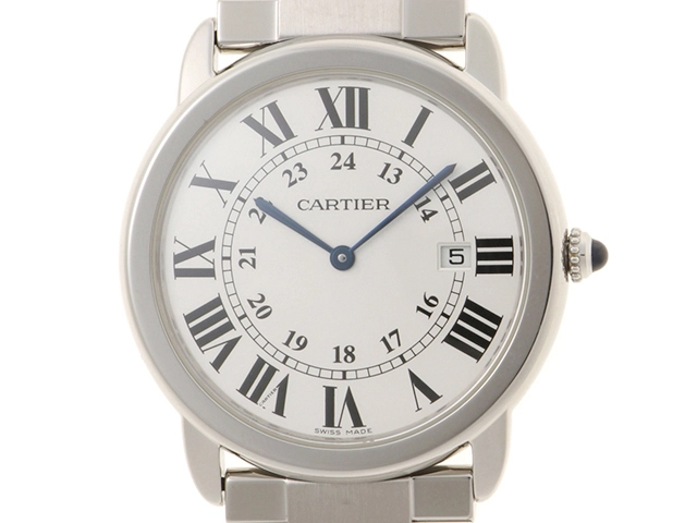 Cartier カルティエ ロンドソロLM デイト W6701005 SS ステンレススチール シルバーローマン文字盤 クォーツ 【460】2148103795411