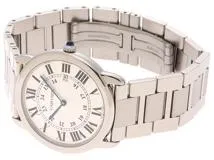 Cartier カルティエ ロンドソロLM デイト W6701005 SS ステンレススチール シルバーローマン文字盤 クォーツ 【460】2148103795411