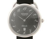 HERMES　エルメス　時計　アルソー　AR4.810　　グレー文字盤　SS/革　自動巻き　メンズ【431】2148103795565
