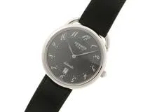 HERMES　エルメス　時計　アルソー　AR4.810　　グレー文字盤　SS/革　自動巻き　メンズ【431】2148103795565