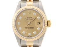 W番　ROLEX ロレックス 腕時計　デイトジャスト26ｍｍ　69173G　K18YG/SS　シャンパン文字盤/10Pダイヤモンド　女性用自動巻時計　【437】