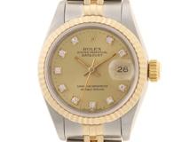 E番　ROLEX　ロレックス　デイトジャスト　69173G　K18YG/SS　10Pダイヤモンド　女性用自動巻時計【473】