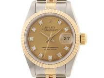 X番 1991年頃製造　ROLEX ロレックス　デイトジャスト26 69173G シャンパン10PD文字盤 K18YG/SS 旧留ダイヤ【472】HK