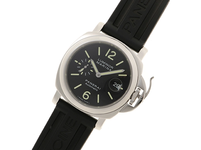 PANERAI パネライ 腕時計 2008年並行品 ルミノール マリーナ PAM00104 ステンレス/ラバーベルト ブラック文字盤 自動巻【472】SJ