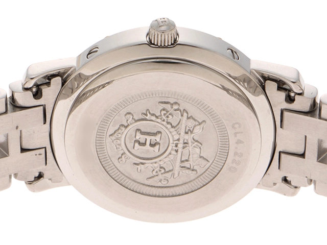 HERMES　エルメス　クリッパーコンビ　CL4.220　GP/SS　アイボリー　クォーツ　レディース【471】IK