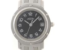 HERMES　エルメス　クリッパー　ブラック文字盤　CL4.210　SS　クォーツ　レディース腕時計【431】
