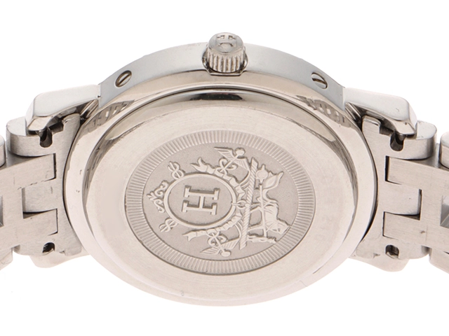 HERMES エルメス クリッパー ブラック文字盤 CL4.210 SS クォーツ レディース腕時計【431】