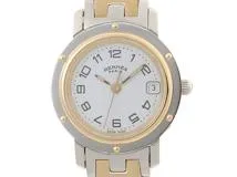 HERMES エルメス クリッパーコンビ CL4.220 GP/SS ホワイト文字盤 クォーツ 【460】2148103796081