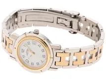 HERMES エルメス クリッパーコンビ CL4.220 GP/SS ホワイト文字盤 クォーツ 【460】2148103796081