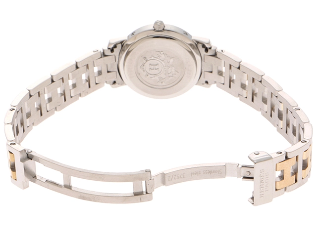 HERMES エルメス クリッパーコンビ CL4.220 GP/SS ホワイト文字盤 クォーツ 【460】2148103796081