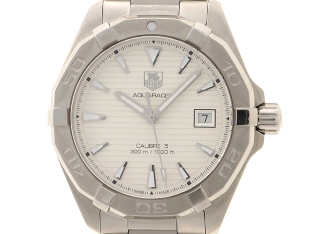 TAG　HEUER　タグホイヤー　WAY2111.BA0928　アクアレーサー　ステンレススチール　ホワイト文字盤　自動巻き　メンズ　腕時計（2148103796203）【200】C