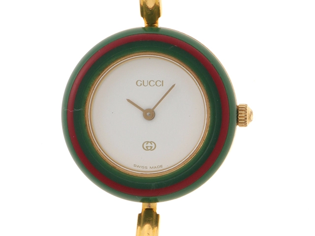 GUCCI　グッチ　チェンジベゼル　11/12　クォーツ　レディース腕時計　GP【431】2148103796487