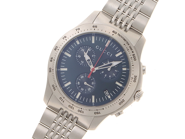 GUCCI グッチ メンズ腕時計 Ｇタイムレス 126.2 ステンレススチール ブルー文字盤 クオーツ【472】UH