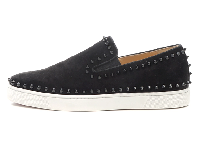 Christian Louboutin　クリスチャンルブタン　RollerBoatスタッズスニーカー　メンズ40ハーフ　ブラック　スエード　3160885　2148103796777　【432】