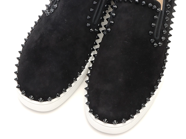 Christian Louboutin　クリスチャンルブタン　RollerBoatスタッズスニーカー　メンズ40ハーフ　ブラック　スエード　3160885　2148103796777　【432】