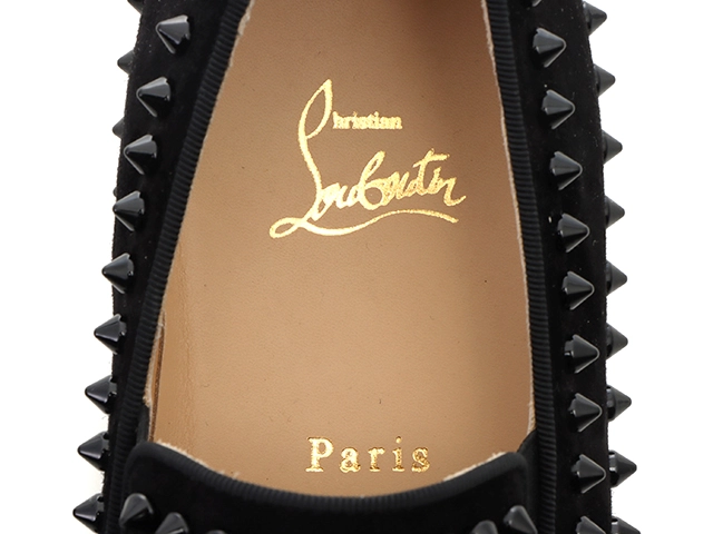 Christian Louboutin　クリスチャンルブタン　RollerBoatスタッズスニーカー　メンズ40ハーフ　ブラック　スエード　3160885　2148103796777　【432】