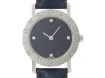 BVLGARI 　ブルガリ　ブルガリ　ブルガリ　BB26SLD　ブラック文字盤　4Pダイヤ　ステンレススチール/革　レディース時計【207】2148103796784