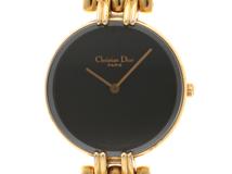 DIOR ディオール 腕時計 バギラ D46-154-4 GP ブラック文字盤 クォーツ【472】TS