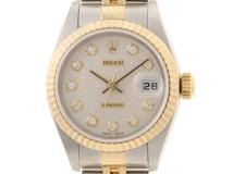 P番　ROLEX　ロレックス　時計　デイトジャスト　79173G　シルバーホリコン　10Pダイヤ　YG/SS　自動巻き　レディース　M