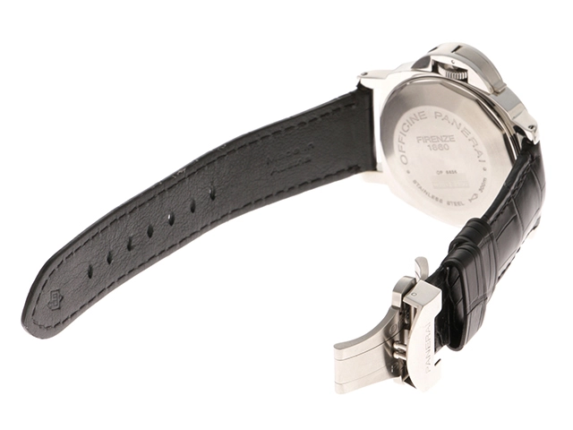 PANERAI パネライ 腕時計 2008年並行品 ルミノール パワーリザーブ PAM00090 ブラック文字盤 ステンレス／アリゲーター 自動巻【471】