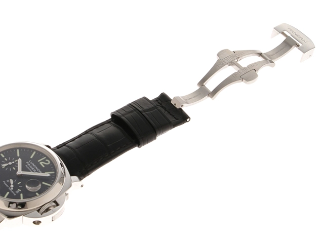 PANERAI パネライ 腕時計 2008年並行品 ルミノール パワーリザーブ PAM00090 ブラック文字盤 ステンレス／アリゲーター 自動巻【471】