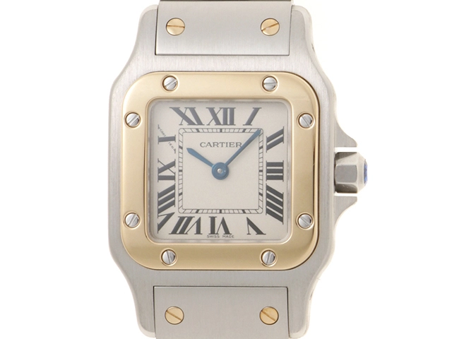 CARTIER　カルティエ　サントスガルベSM　クオーツ　ステンレス・イエローゴールド　W20012C4　ホワイト　参考定価：797,500円　【432】