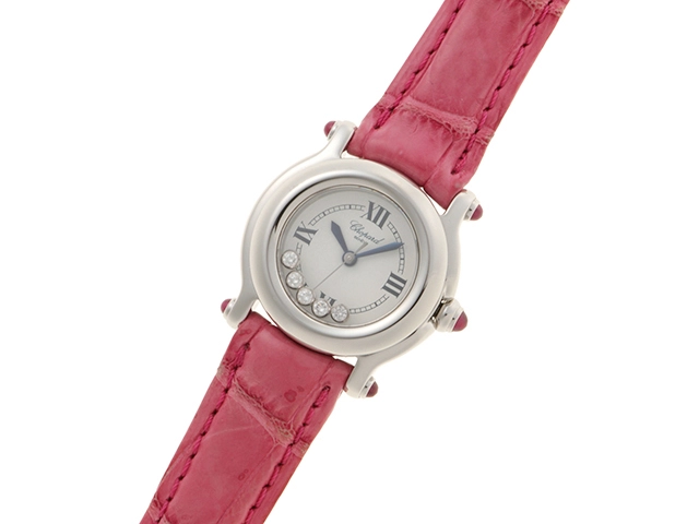 Chopard ショパール 腕時計 レディース ハッピースポーツ 27/8245-21 ホワイト文字盤 スチール レザーベルト 2148103797651【430】