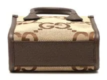 GUCCI　グッチ　ジャンボGG 2wayバッグ　ベージュ　ブラウン　キャンバス　カーフ　699406【431】2148103798306