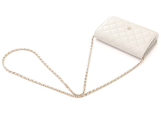 CHANEL シャネル マトラッセ チェーンウォレット ライトグレー