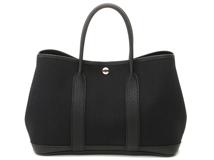 HERMES　エルメス　ハンドバッグ　ガーデンパーティTPM　ブラック　キャンバス・レザー　Z刻印・2021年頃製造　【472】HA