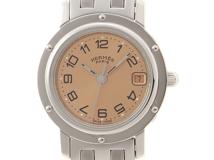 HERMES エルメス クリッパー CL4.210 SS ステンレススチール ピンク文字盤 クォーツ 【460】2148103799457