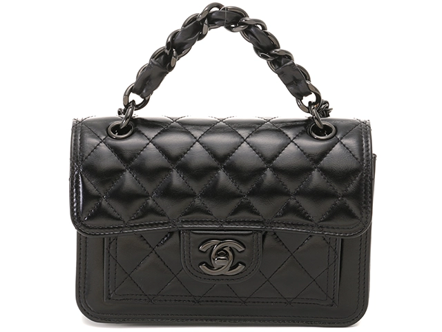 CHANEL　シャネル　マトラッセ 　AS4051　チェーンショルダー　ブラック　 ブラック金具 シャイニーカーフ 　【432】2148103799853