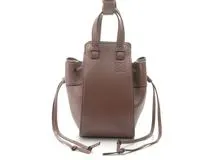 LOEWE　ロエベ　ハンモック　ドローストリングミニ　カーフ　ダークブラウン　2WAYバッグ　2148103800689【207】