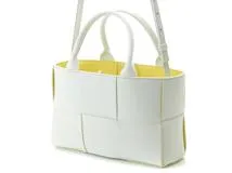BOTTEGA VENETA　ボッテガヴェネタ　イントレチャート　ミニ　アルコ　トートバッグ　アイスミントカラー／イエロー　レザー　709337　2148103800788【437】