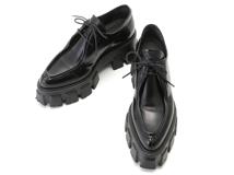 PRADA　プラダ　モノリスレザーシューズ　レディース36　ブラック　レザー　055-1E719M　2148103801211　【432】