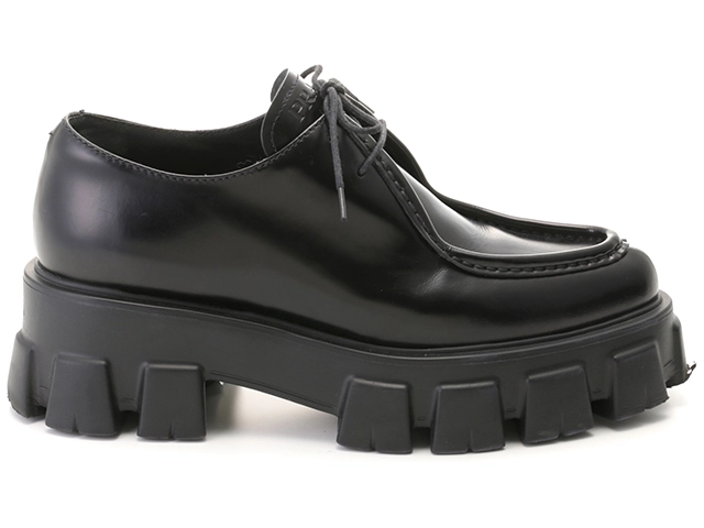 PRADA プラダ モノリスレザーシューズ レディース36 ブラック レザー 055-1E719M 2148103801211 【432】