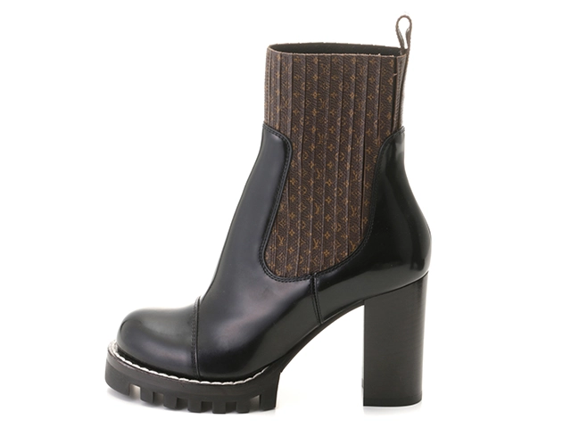 LOUIS VUITTON　ルイヴィトン　スタートレイル ナノモノグラムアンクルブーツ　レディース35ハーフ　ブラック/ブラウン　レザー　2148103801327　【432】