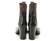 LOUIS VUITTON　ルイヴィトン　スタートレイル ナノモノグラムアンクルブーツ　レディース35ハーフ　ブラック/ブラウン　レザー　2148103801327　【432】