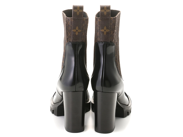 LOUIS VUITTON　ルイヴィトン　スタートレイル ナノモノグラムアンクルブーツ　レディース35ハーフ　ブラック/ブラウン　レザー　2148103801327　【432】