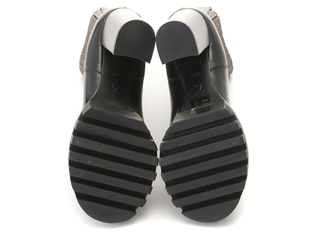 LOUIS VUITTON　ルイヴィトン　スタートレイル ナノモノグラムアンクルブーツ　レディース35ハーフ　ブラック/ブラウン　レザー　2148103801327　【432】